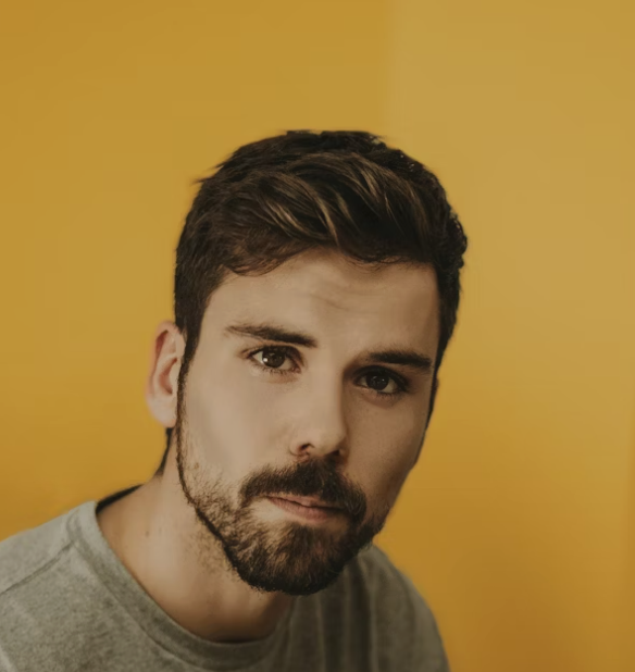 Bearded man, yellow background
